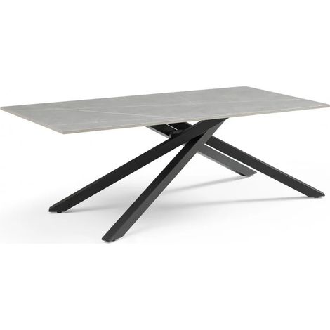 Table basse 120x60 cm céramique gris marbré pied torsadé - ARIZONA 05 (1/5)