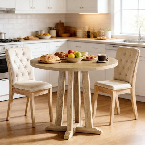 Tavolo da pranzo rotondo 80x80x75 cm in legno marrone salvaspazio FloraGrace (1/5)