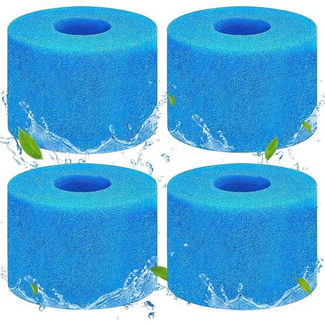 4 Pièces Filtres de Piscine en Mousse, Éponge de Filtration de Type S1, Eponge Filtre Piscine, Filtre S1 Spa, Réutilisables et lavables, Éponge en Mousse pour Piscines, Aquarium, Spa (Bleu) (1/5)