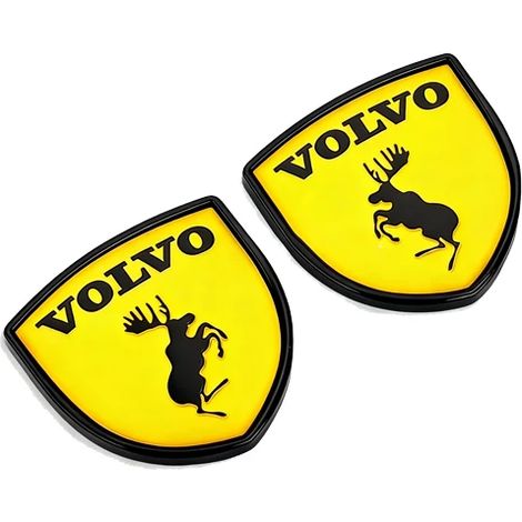 (noir et jaune - 2 pièces) 2 autocollants 3D stéréo avec logo d'élan pour carrosserie et coffre de voiture, compatibles avec Volvo V50, S60, XC60, S40, XC40, XC90, V60, S80, S90, V90, V70 et V40 S70 (1/4)