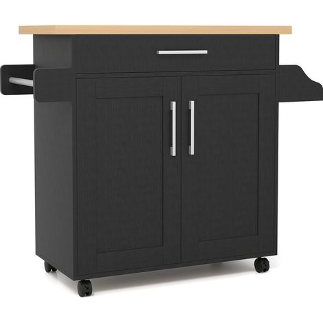 Carrello da cucina con cassetto e ripiano regolabile, naturale/nero (1/5)