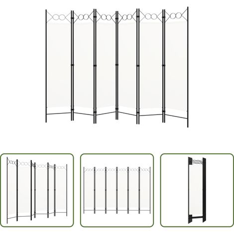 Raumteiler Weiß - 6-tlg. Raumteiler Weiß 240x180 cm (1/5)