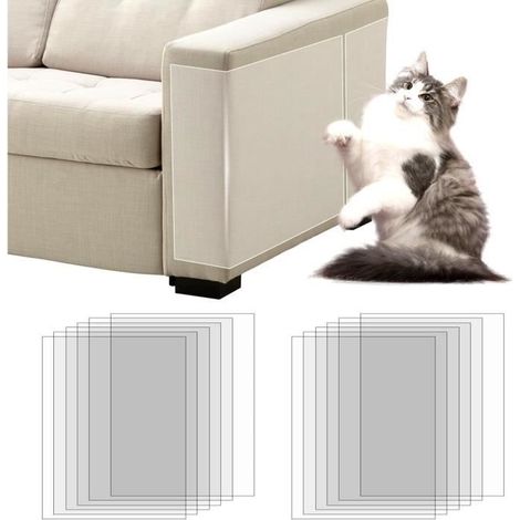12Pc Protection Canape Chat Anti Griffe,30,5 x 43cm Protecteur de Rayure de Chat Protecteur de Meubles,Sticker Transparent Autocollant (1/4)