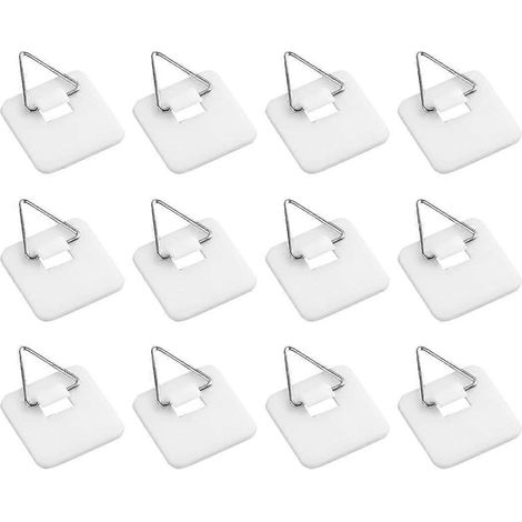 Lot de 12 crochets adhésifs muraux, supports pour tableaux, fixation sans perçage pour accrocher photos, tableaux, etc. (1/5)