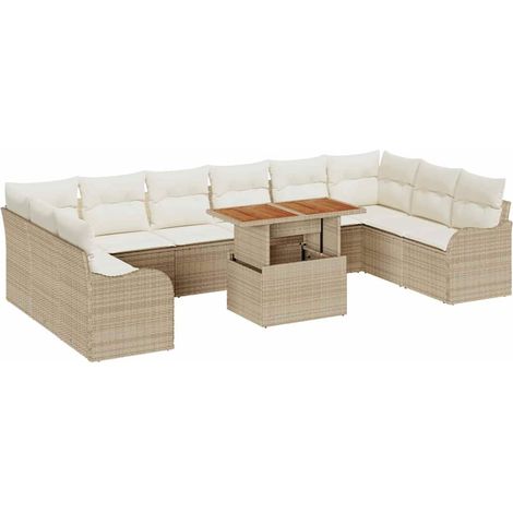 Maison Exclusive - Set Divano da Giardino con cuscino 11 pcs beige e panna