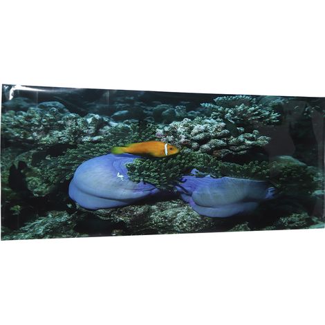 Sticker mural adhésif en PVC à motif de poissons jaunes sur fond marin pour aquarium, 61 x 41 cm. Décoration pour aquarium. (1/5)