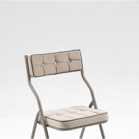 Sillas plegables acolchadas 2 uds, estructura de acero, color beige claro, HOMVRA (1/5)