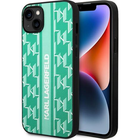 Custodia per iPhone 14 Plus con monogramma Karl Lagerfeld a righe verdi (1/5)
