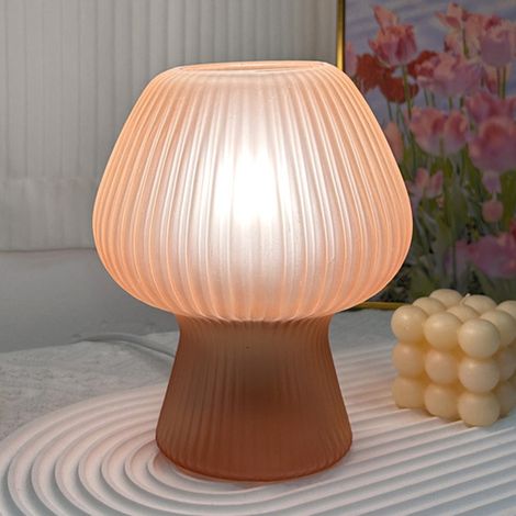Lampe de table chaude - petite lampe de chevet, lumière champignon à luminosité réglable E27 monocolore (1/5)