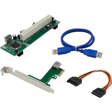 Carte d'extension adaptatrice ST45 PCIe X1 vers PCI, convertisseur PCIe vers PCI pour PC de bureau avec ports USB 3.0, carte d'interface haut débit (1/5)