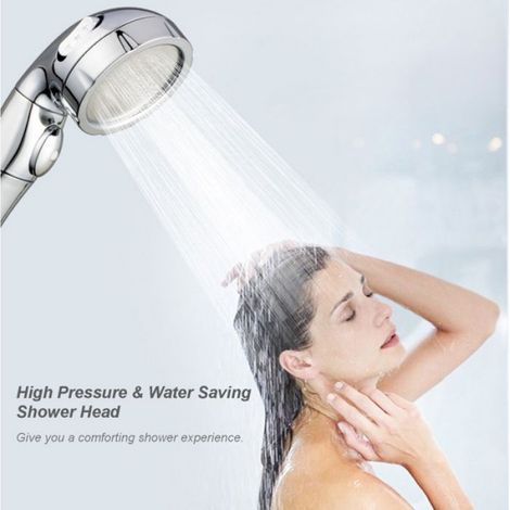 Pommeau de douche à 3 réglages de jet avec interrupteur marche/arrêt, pommeau de douche à main haute pression, noir (1/4)