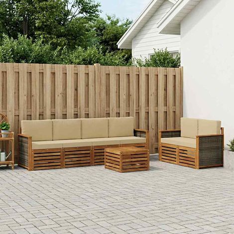 vidaXL Outdoor-Sofagarnitur 7 pcs Natur und Beige Massivholz Akazie (1/5)