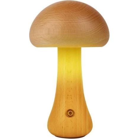 Lamp of bedside - Model - Wood solid - LED - Rechargeable USB - Yellow (1/4)