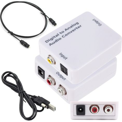 Convertisseur audio optique coaxial Toslink - RCA 2x RCA analogique (1/5)