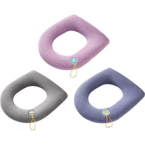 Abattant de toilette souple, lavable et chauffant, avec coussin et crochet, neuf, bleu Au (1/5)