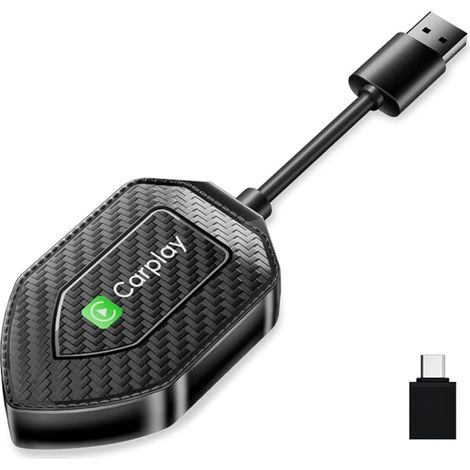 CarPlay 2 in 1 Wireless Bluetooth 5.0 Android Auto Box Shield Shape Dongle Plug and Play