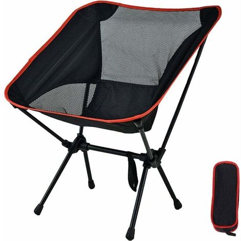 Chaise pliante portable d'extérieur Tabouret de camping pliant Chaises compactes à siège portable avec sac de transport pour randonnée en plein air,réveil,voyage,noir
