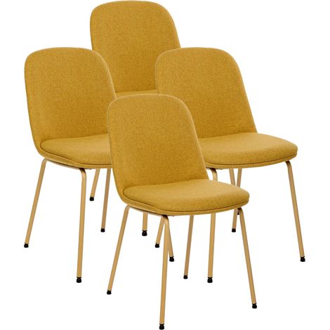 Lot de 4 chaises de salle Ă manger coloris ocre - Longueur 46 x Profondeur 58 x Hauteur 82 cm