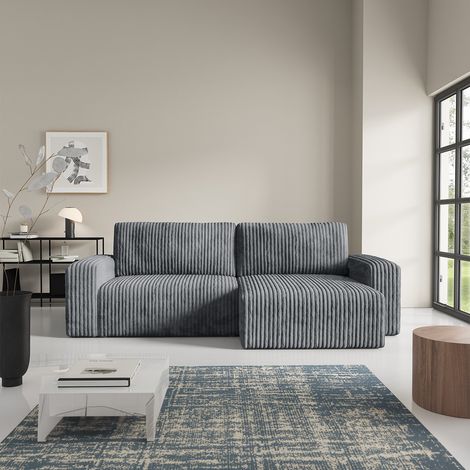 3-Sitzer-Wende-Ecksofa mit Bettkasten und Armlehnen Angela Dunkelgrau