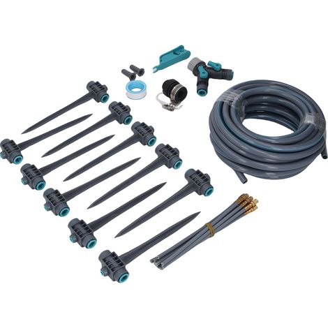 Kit d'arrosage automatique jardin 3 modes avec tuyau PE 10 m buses 360° réglables pour serre cour (1/5)