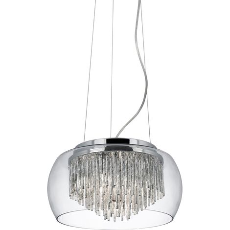 Searchlight Curva - Sospensione a soffitto a 4 luci cromo, vetro, G9 (1/4)