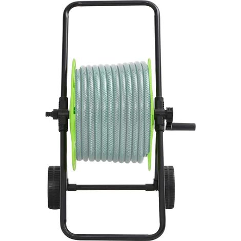 Chariot enrouleur vert pour tuyau de 60 m 1/2" acier