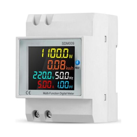 Pair 6 en 1 Compteur D'Énergie Monophasé,Compteur D'Électrique Numérique Avec Écran Lcd,Ac40-300V 100A,Compteur De Courant Alternatif Kwh,Wattmètre Din Rail,Voltmètre,Ampèremètre (1/3)