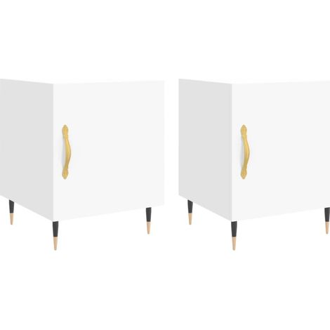 Juego de 2 mesitas de noche con compartimento con puerta 40 x 40 x 50 cm madera contrachapada blanca DEC034958