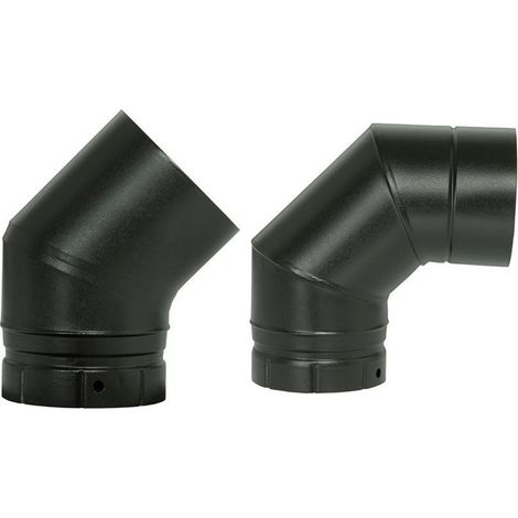 Poujoulat – Coude à segments émaillé pour poêle à bois – Coude 45° – Diamètre 150 mm – Acier émaillé noir mat – Raccord fumisterie cylindrique