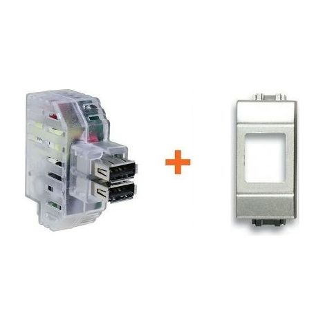 Fanton caricatore doppia presa USB A 5V 2,4A compatibile Light Tech grigia - 82892-TG