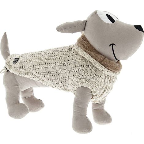 Maglioncino morbido a trama fine regolabile con elastico modello Coccola per cani : 24 cm - Beige