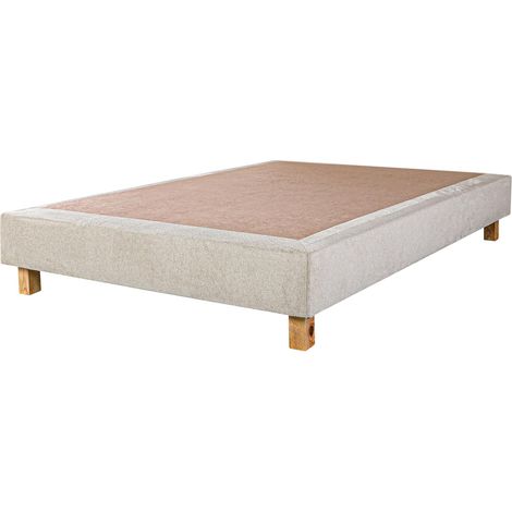 Sommier à lattes avec pieds JOLY, tapissier en bois massif coloris beige - largeur 140 x longueur 190 cm (1/5)