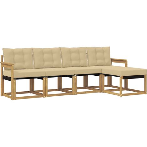 Outdoor Sofa Set 5 pcs White and Beige vidaXL (1/5)