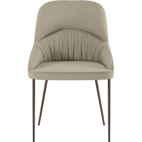 Sedia Ginevra in tessuto Easy-Clean color beige e struttura in metallo verniciato bronzo - Design minimalista e raffinato per casa (1/5)
