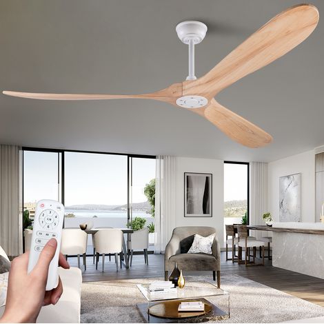 Ventilador de techo sin luz 176 cm, madera natural, 6 velocidades DESVIAE (1/5)