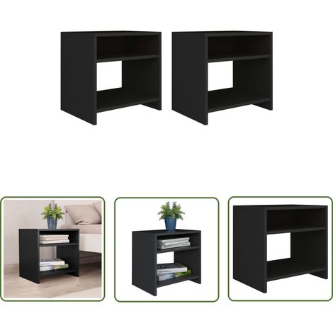 INLIFE 2 pcs Tables de chevet Noir 40 x 30 x 40 cm Aggloméré (1/5)