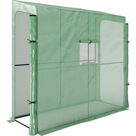 Anlehn-Gewächshaus Frühbeet Treibhaus, aufrollbare Türen, wetterbeständig, 200 cm x 80 cm x 200 cm, Grün (1/5)
