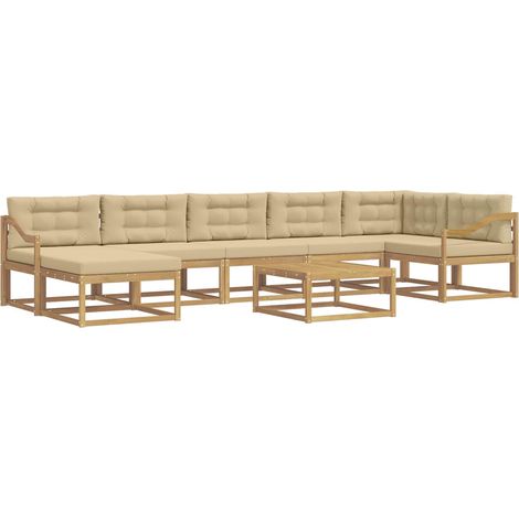 Set di divani da esterno 8 pz Bianco e Beige vidaXL (1/5)