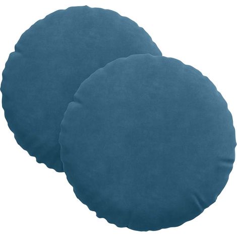 Maison Exclusive - Sitzkissen 2 pcs Blau Ø30 x 13 cm Samt