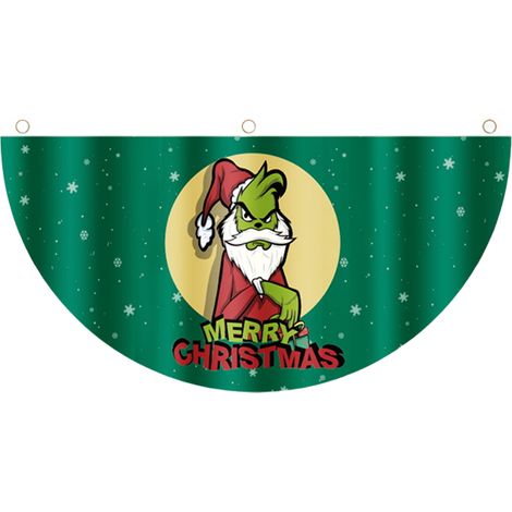 Drapeau De Noël En Forme D'éventail En Polyester 20x18cm, Décoration De Porte Festive Pour Extérieur Et Intérieur -KZQ (1/2)