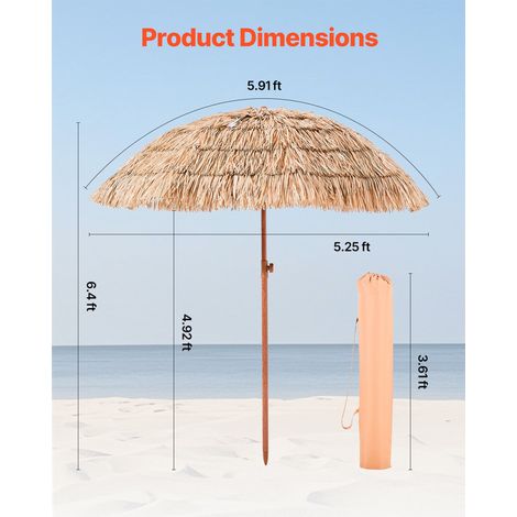 Parasol Hawaïen - 1 8 m Parasol Exotique Inclinable avec Toit (1/5)