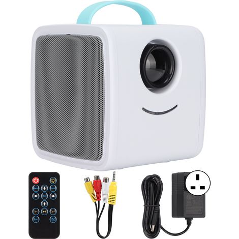 Mini projecteur 1080P avec haut-parleur 2W, lumière douce inoffensive, 30000 heures de durabilité, portable pour domicile bureau, 100‑240V Q2 bleu prise UK (1/5)