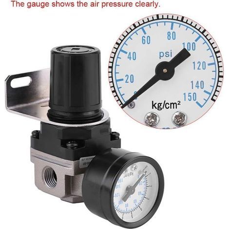 Luftdruckregler, AR2000 G1/4 Pneumatisch gesteuerter Kompressor mit Manometer, 0,050–0,85 MPa A (1/4)