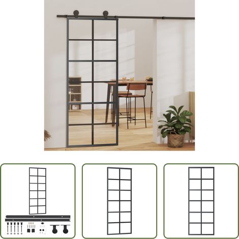Verre ESG - Porte coulissante et quincaillerie Verre ESG/Aluminium 76x205cm (1/5)