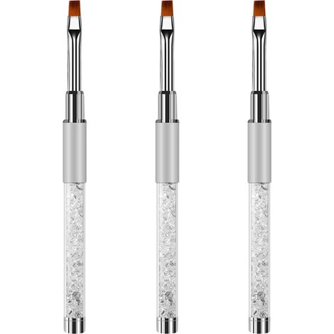 Brush À Ongles - Manche Métallique Avec Strass - Pour Extension D'ongles Gel UV Polygel Vernis - Lot De 5 (1/5)