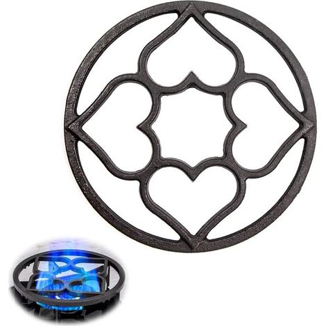 Soporte de hierro fundido para wok，19 cm，soporte universal para sartenes con 8 ranuras de montaje en la base，para vitrocerámica，1 unidad (1/5)