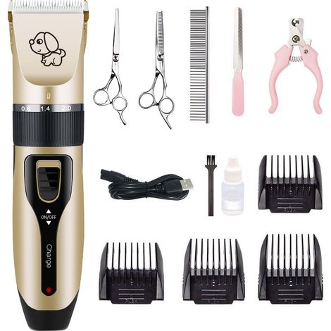 Tondeuse électrique pour animaux, tondeuse à cheveux, coupe-ongles, ciseaux, ciseaux doubles en acier, ensemble de cinq pièces-AquaForge (1/5)
