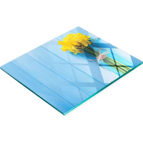 Tabla decorativa de cristal para servir aperitivos, dise帽o de ramo de narcisos, 60x52 cm. (1/5)