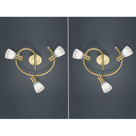 2er Set LED Deckenstrahler 3-flammig Messing Glasschirme schwenkbar, Ø 30cm (1/4)