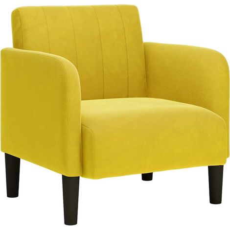 Fauteuil de Salon,Chaise,Fauteuil avec accoudoirs jaune 54 cm velours CFW649467 (1/5)